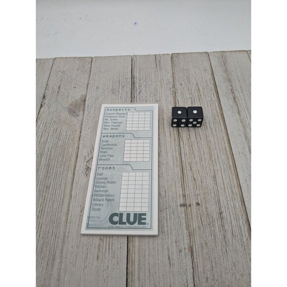 Clue Board Game Replacement Parts Detective Notes 2002 Plus Dice - Picture 1 of 4